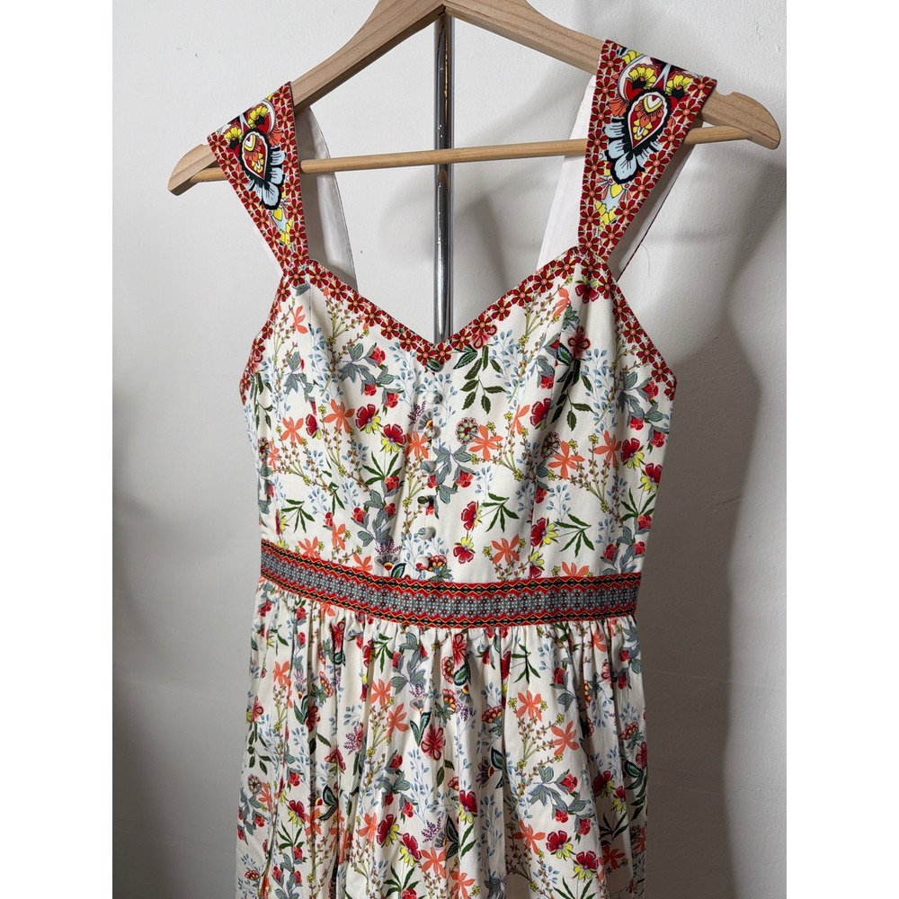 Alice + Olivia Portia Sweetheart Neck Floral Stretch Cotton Midi Dress - Picture 3 of 7